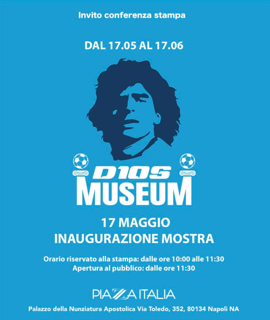 Sabato 17 maggio, MEMENAPOLI Social Talk TV parteciperà alla conferenza stampa di inaugurazione del Museo Temporaneo dedicato a Diego Armando Maradona D10S Museum